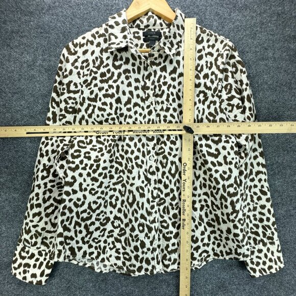 J Crew Shirt Womens 10 Brown Button Up Linen Blend Long Sleeve Breathable - Picture 7 of 15